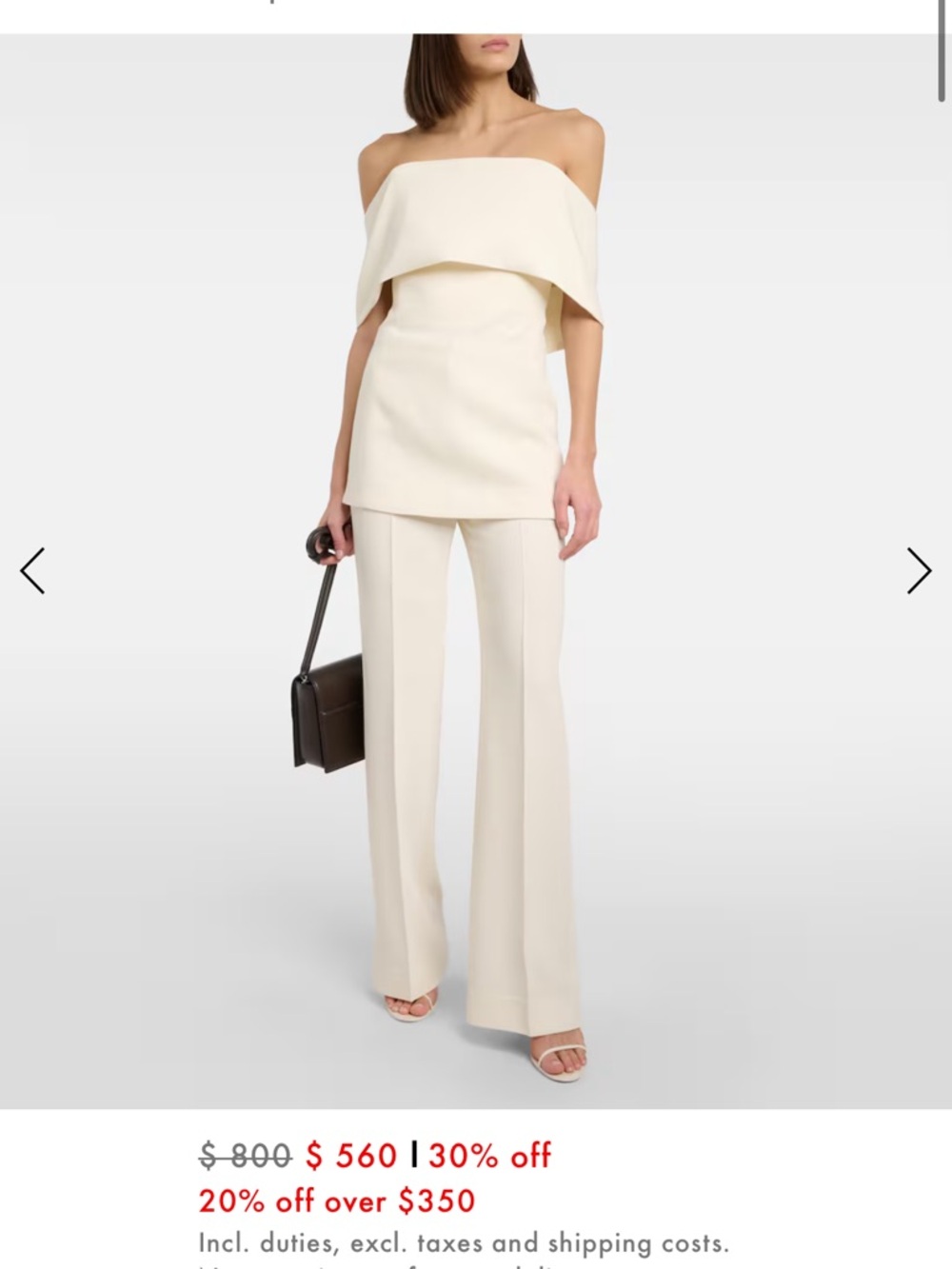 Toteme Cream Off-Shoulder Wide-Leg Set